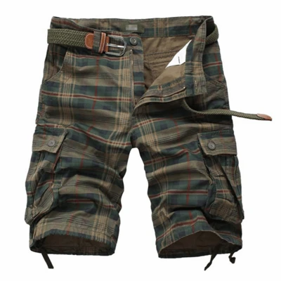メンズコットンチェック柄ショートパンツ